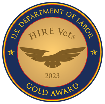 2023 HIRE Vets Gold Award medallion linked to hirevets.gov